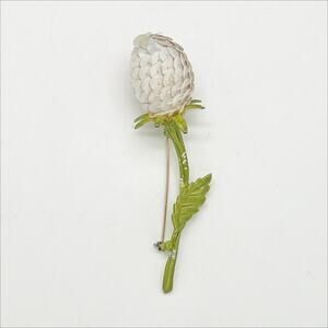 Vintage 1970s White Sequin Flower Brooch Pin